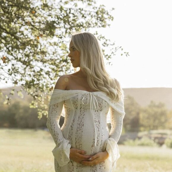 Maternity Lace Maxi Dress - Picture 1 of 13